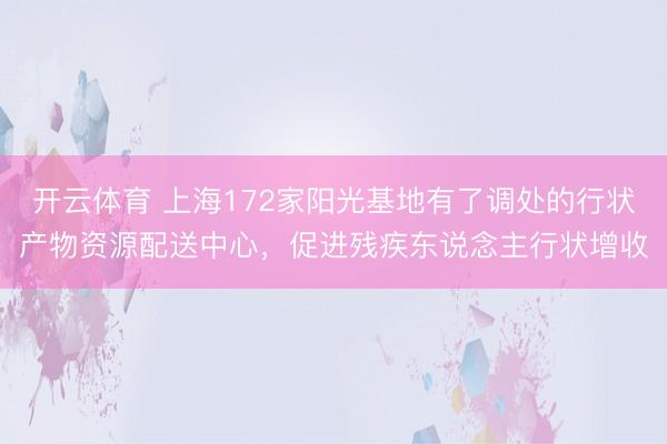 开云体育 上海172家阳光基地有了调处的行状产物资源配送中心，促进残疾东说念主行状增收