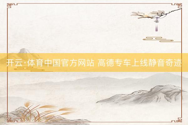 开云·体育中国官方网站 高德专车上线静音奇迹