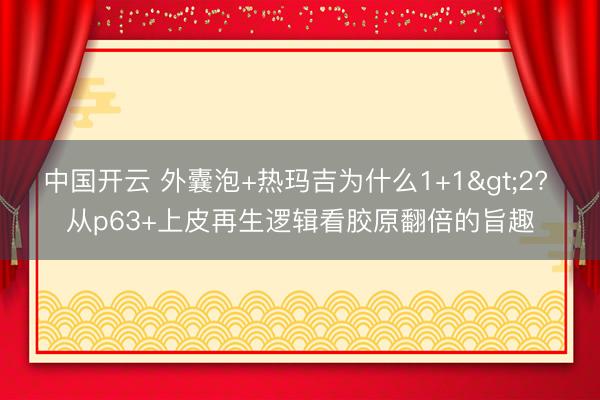 中国开云 外囊泡+热玛吉为什么1+1>2? 从p63+上皮再生逻辑看胶原翻倍的旨趣