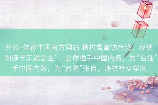 开云·体育中国官方网站 穆拉鲁窜访台湾,我使馆发声:“己所不欲,勿施于东说念主”,公然插手中国内务,为“台独”张目,违抗社交学问