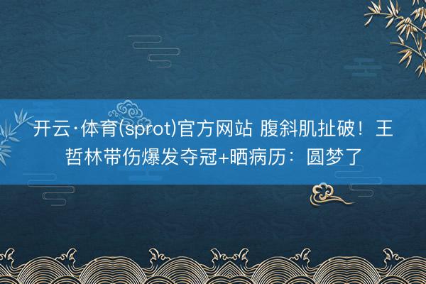开云·体育(sprot)官方网站 腹斜肌扯破！王哲林带伤爆发夺冠+晒病历：圆梦了